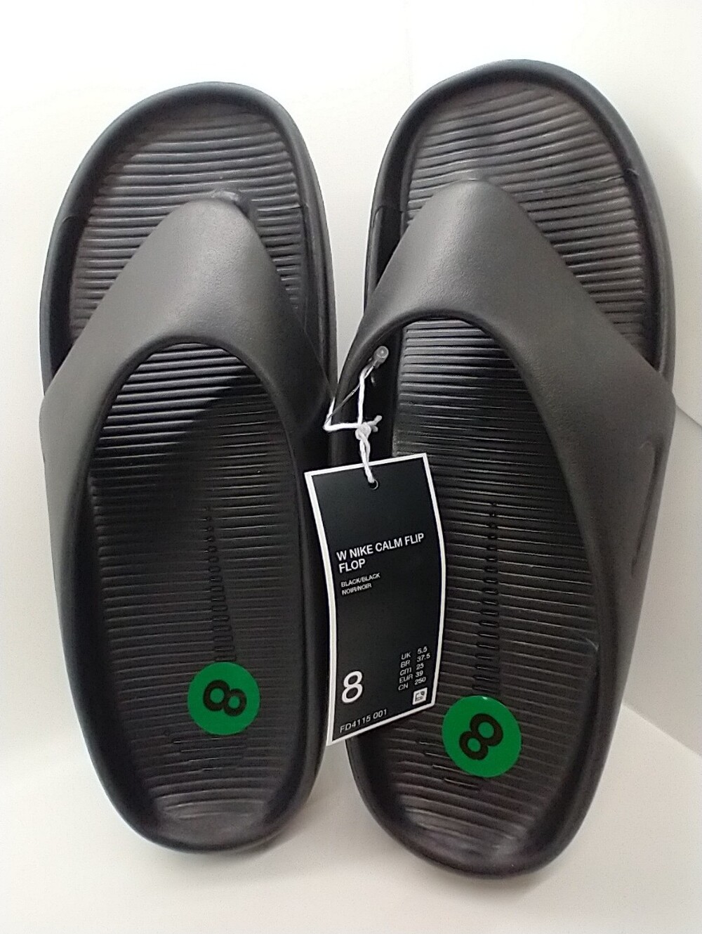 Nike Women’s 8 CALM Flip Flop Black Rubber Logo SANDALS New No Box